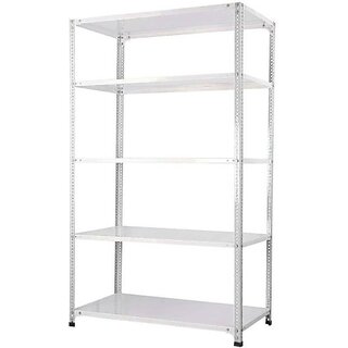                       Spacious CRC Sheet 5 Shelf Multipurpose powder coating Rack ,122486 (White) Luggage Rack 20 Gauge shelves & 14 Gauge Angle Luggage Rack Luggage Rack                                              