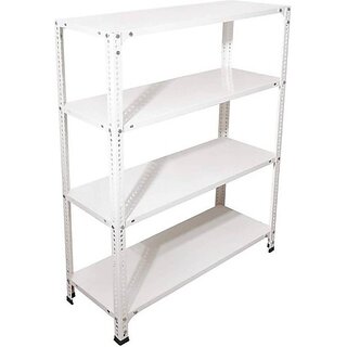                       Spacious CRC Sheet 4 Shelf Multipurpose powder coating Rack ,122477 (White) Luggage Rack 20 Gauge shelves & 14 Gauge Angle Luggage Rack Luggage Rack                                              