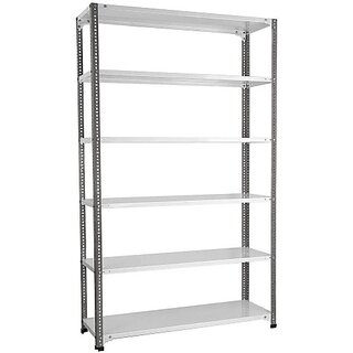                       Spacious Slotted Angle CRC Sheet 6 Shelves Multipurpose High Grade Powder Coating Storage Rack Dimension 12, X36, X78, (DA Grey/Ivory) Luggage Rack Luggage Rack Luggage Rack                                              