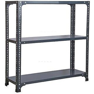                       Spacious CRC Sheet 3 Shelf Multipurpose Slotted Angle Rack , 93348 (Grey) Luggage Rack Luggage Rack                                              