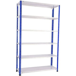                       Spacious Slotted Angle CRC Sheet 6 Shelves Multipurpose High Grade Powder Coating Storage Rack Luggage Rack                                              