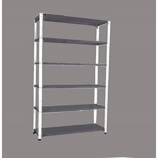                       Spacious Heavy Duty Luggage Rack with Extra weight capacity in per shelves 20gauge shv 14gauge Angle Dimension 12X36X78 6shv (Color Grey and white ). Luggage Rack                                              