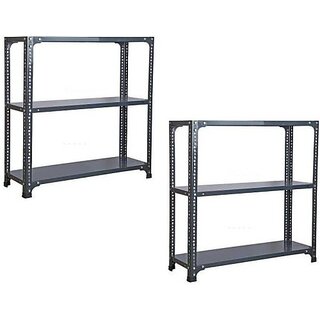                       Spacious Slotted Angle CRC Sheet 3 Shelves Multipurpose Storage Rack Dimension 12, X24, X60 Luggage Rack Pack of 2 Luggage Rack                                              