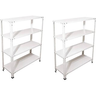                       Spacious CRC Sheet 4 Shelf Multipurpose powder coating Rack ,122435 (White) Luggage Rack 20 Gauge shelves & 14 Gauge Angle Luggage Rack Pack of 2 Luggage Rack                                              