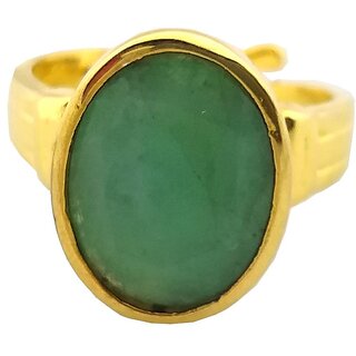                       prateek enterprises natural and certified emerald gold plated adjustable ring                                              