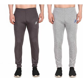                       Techfeel Pack of 2 Men Solid Grey Track Pants                                              