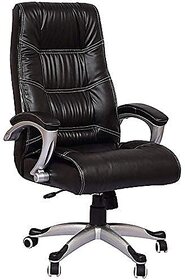 Teena High Back Executive Revolving Office Chair (Leather, Black)