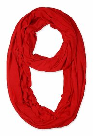 Jourbees Women's Cotton Hosiery Infinity Around Loop Convertible Scarf/Scarves/Wraps (One Size, Red)