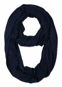 Jourbees Women's Cotton Hosiery Infinity Around Loop Convertible Scarf/Scarves/Wraps (One Size, Navy Blue)