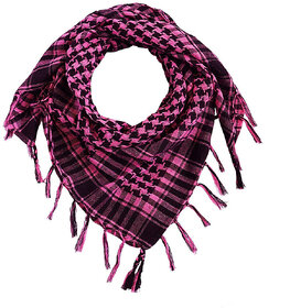 Jourbees Unisex Cotton Arab Keffiyeh Desert Shemagh Military Arafat Scarf/Scarves/Wrap (40 Inch, Pink)