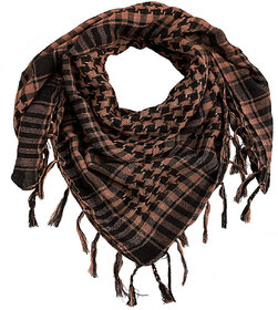 Jourbees Unisex Cotton Arab Keffiyeh Desert Shemagh Military Arafat Scarf/Scarves/Wrap (40 Inch, Chocolate Brown)