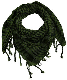 Jourbees Unisex Cotton Arab Keffiyeh Desert Shemagh Military Arafat Scarf/Scarves/Wrap (40 Inch, Green)