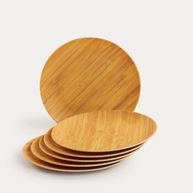 Red Butler Bamboo Fibre Dinner Plates - a set of 6 pieces  8-inch plates featuring a wooden design