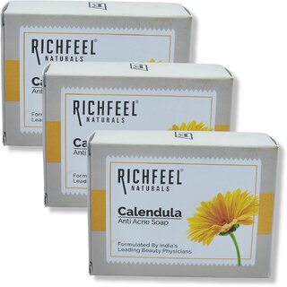 Richfeel Calendula Anti Acne Soap with Calendula Extracts 75g (Pack of 3)