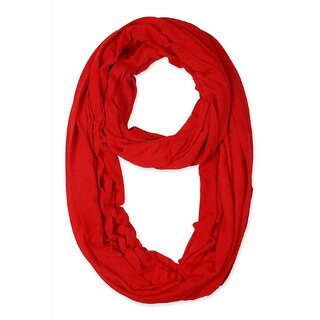                       Jourbees Women's Cotton Hosiery Infinity Around Loop Convertible Scarf/Scarves/Wraps (One Size, Red)                                              
