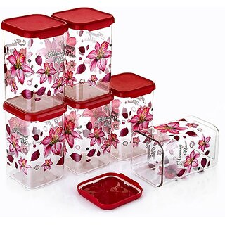                       Anjil 100% Unbreakable Air Tight Kitchen Plastic Storage Containers Combo Set  - 1100 ml Plastic Grocery Container (Pack of 6, Pink)                                              