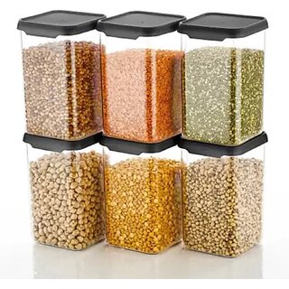                       Anjil Premium Quality Air Tight Modular Kitchen Plastic Storage Containers Combo Set  - 1200 ml Plastic Grocery Container (Pack of 6, Multicolor)                                              