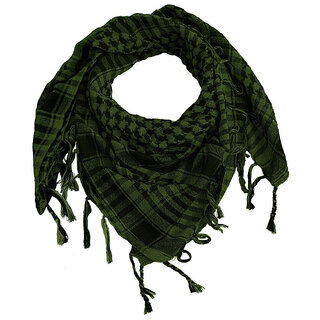                       Jourbees Unisex Cotton Arab Keffiyeh Desert Shemagh Military Arafat Scarf/Scarves/Wrap (40 Inch, Green)                                              
