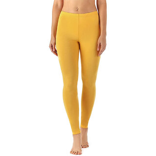 Jourbees Women's Cotton Soft Plain Summer Stretchy Ankle Length Leggings (One Size, Yellow)