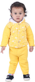 Kid Kupboard Cotton Baby Boys Sweatshirt and Sweatpant Light Yellow, Full-Sleeves, Hood Neck