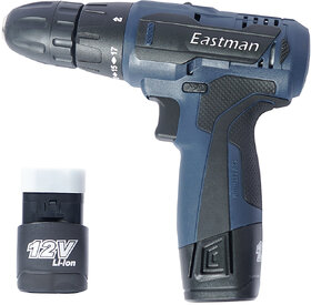 Eastman Cordless Drill 10mm With Carbon Set, Battrey Bolt-12V Max, Battrey Capacity-1.5 Ah Li-on, ECD-10