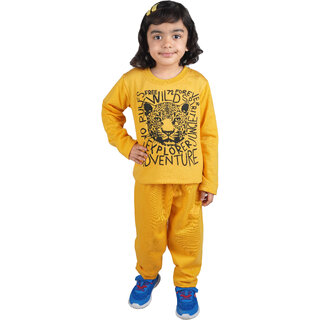                      Kid Kupboard Cotton Yellow Full-Sleeves Sweatshirt and Track Pant for Girls, 5-6 Years                                              
