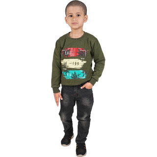                       Kid Kupboard Cotton Olive Green Full-Sleeves Sweatshirt for Boys, 7-8 Years                                              
