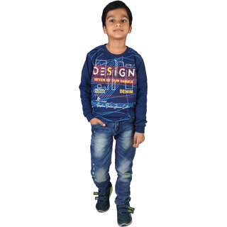                       Kid Kupboard Cotton Dark Blue Full-Sleeves Sweatshirt for Boys, 7-8 Years                                              