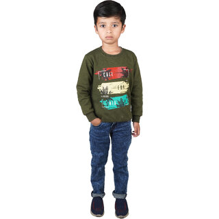                       Kid Kupboard Cotton Olive Green Full-Sleeves Sweatshirt for Boys, 6-7 Years                                              