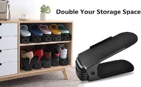 SNR 6PCS Shoe Holder Plastic Double Deck Space Saving Rack Stand for Closet Organization Folding Slots