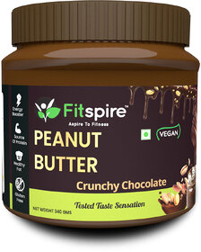 Fitspire 100 Roasted Crunchy Peanut Butter - Chocolate Flavor, 340gm  Rich in Source of Fiber  Protein, No trans-fat  Rich in protein and rich source of fiber