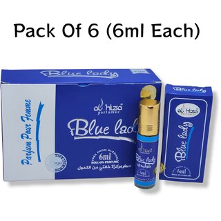                       Al hiza perfumes Blue Lady Roll-on Perfume Free From Alcohol 6ml (Pack of 6)                                              