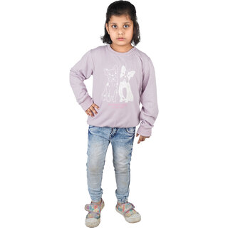                       Kid Kupboard Cotton Light Purple Full-Sleeves Sweatshirt for Girls, 6-7 Years                                              