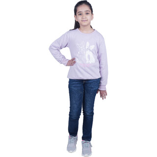                       Kid Kupboard Cotton Light Purple Full-Sleeves Sweatshirt for Girls, 7-8 Years                                              
