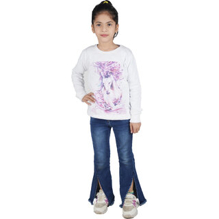                       Kid Kupboard Cotton White Full-Sleeves Sweatshirt for Girls, 7-8 Years                                              
