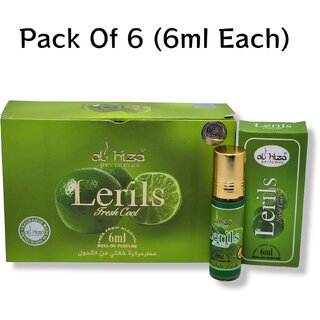                       Al hiza perfumes Leris Fresh Cool Roll-on Perfume Free From Alcohol 6ml (Pack of 6)                                              