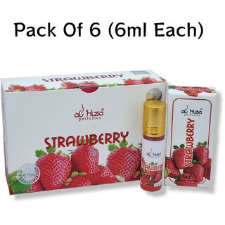                       Al hiza perfumes Strawberry Roll-on Perfume Free From Alcohol 6ml (Pack of 6)                                              
