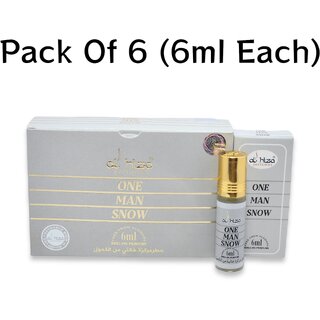                       Al hiza perfumes One Man Snow Roll-on Perfume Free From Alcohol 6ml (Pack of 6)                                              