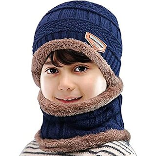                       Eastern Club Woolen Winter Cap With Neck Scarf For Boys And Girls/Kids Winter Cap (Age 8-15 Years) For Boys & Girls (Blue)                                              