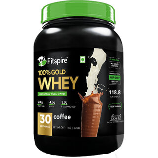                       Fitspire 100 Gold Isolate Whey Protein 2kg Coffee  Recovery  Gluten Free                                              