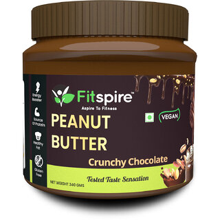                       Fitspire 100 Roasted Crunchy Peanut Butter - Chocolate Flavor, 340gm  Rich in Source of Fiber  Protein, No trans-fat  Rich in protein and rich source of fiber                                              