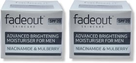 FadeOut Advanced Brightening Moisturiser for Men Exfoliating Daily Moisturiser with SPF20 50g (Pack of 2)