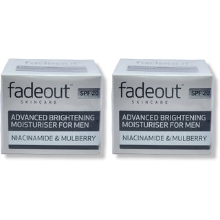                       FadeOut Advanced Brightening Moisturiser for Men Exfoliating Daily Moisturiser with SPF20 50g (Pack of 2)                                              