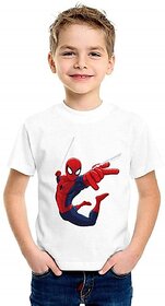 Boys Cartoon/Superhero Cotton Blend T Shirt (White, Pack of 1)