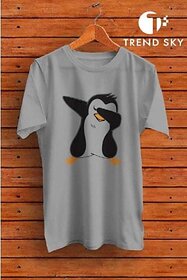 Graphic Print Men Grey Round Neck Polyester Casual T-Shirt