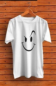 Printed Men White Round Neck Polyester Casual T-Shirt