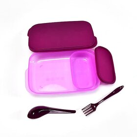 Unbreakable Divine Leak Proof Plastic Lunch Box Food Grade Plastic BPA-Free 2 Containers with Spoon