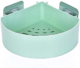 S4 Corner Shelf Bathroom Kitchen Rack Self Adhesive Shower Caddy Plastic Triangle Wall Mount Storage Basket