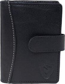 Keviv Men Black Genuine Leather RFID  Card Holder - Mini  (18 Card Slots)