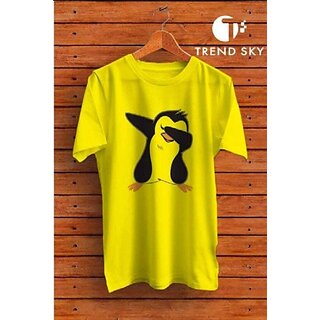 Graphic Print Men Yellow Round Neck Casual T-Shirt